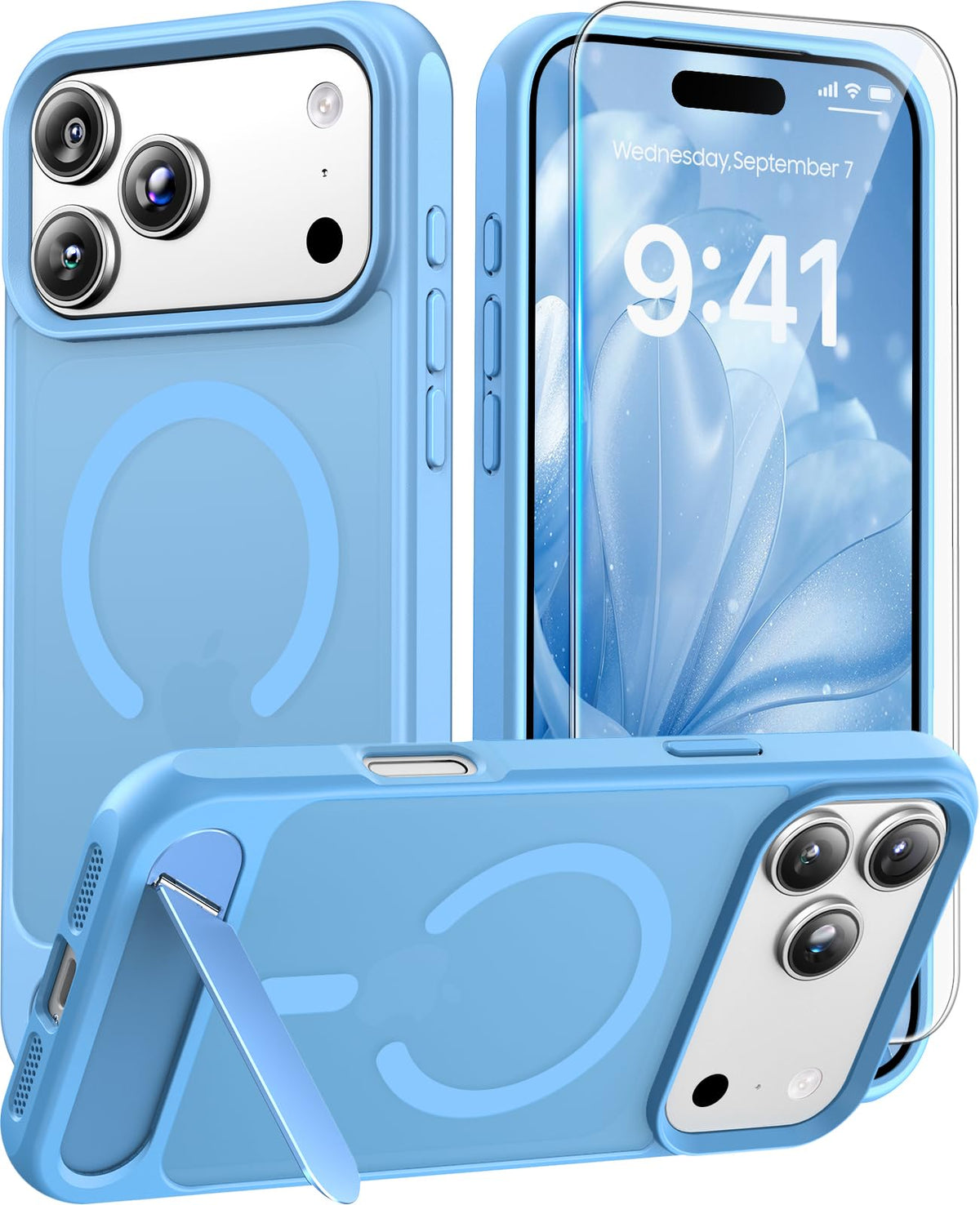 Magnetic for iPhone 16 Pro Case with Stand, Clear Matte