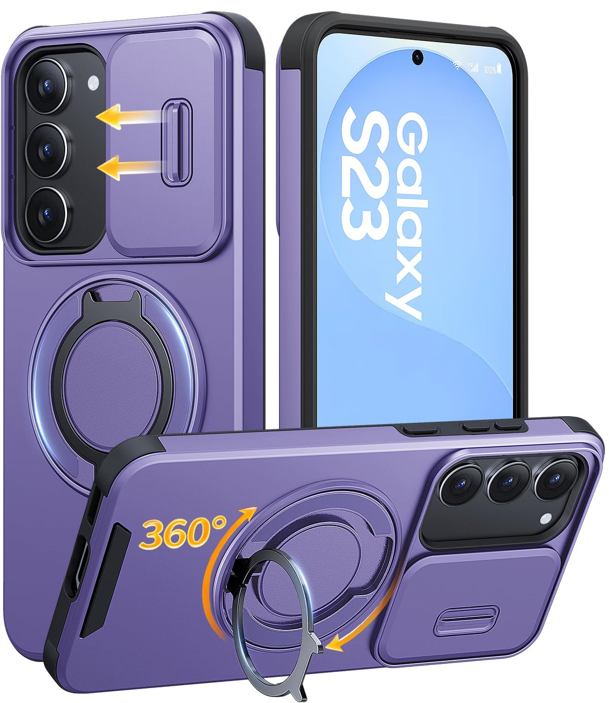 JAME for Samsung Galaxy S26 Case with Ring Stand & Slide Camera Cover