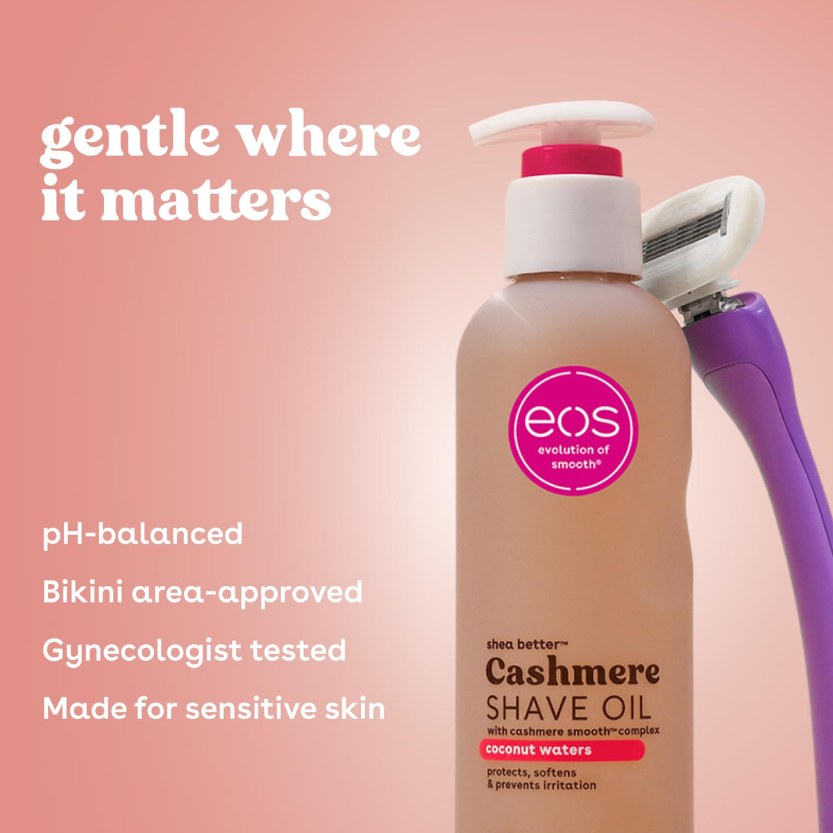 eos Cashmere Shave Oil- Fresh & Cozy, Moisturizing Shea Butter, 6 fl oz