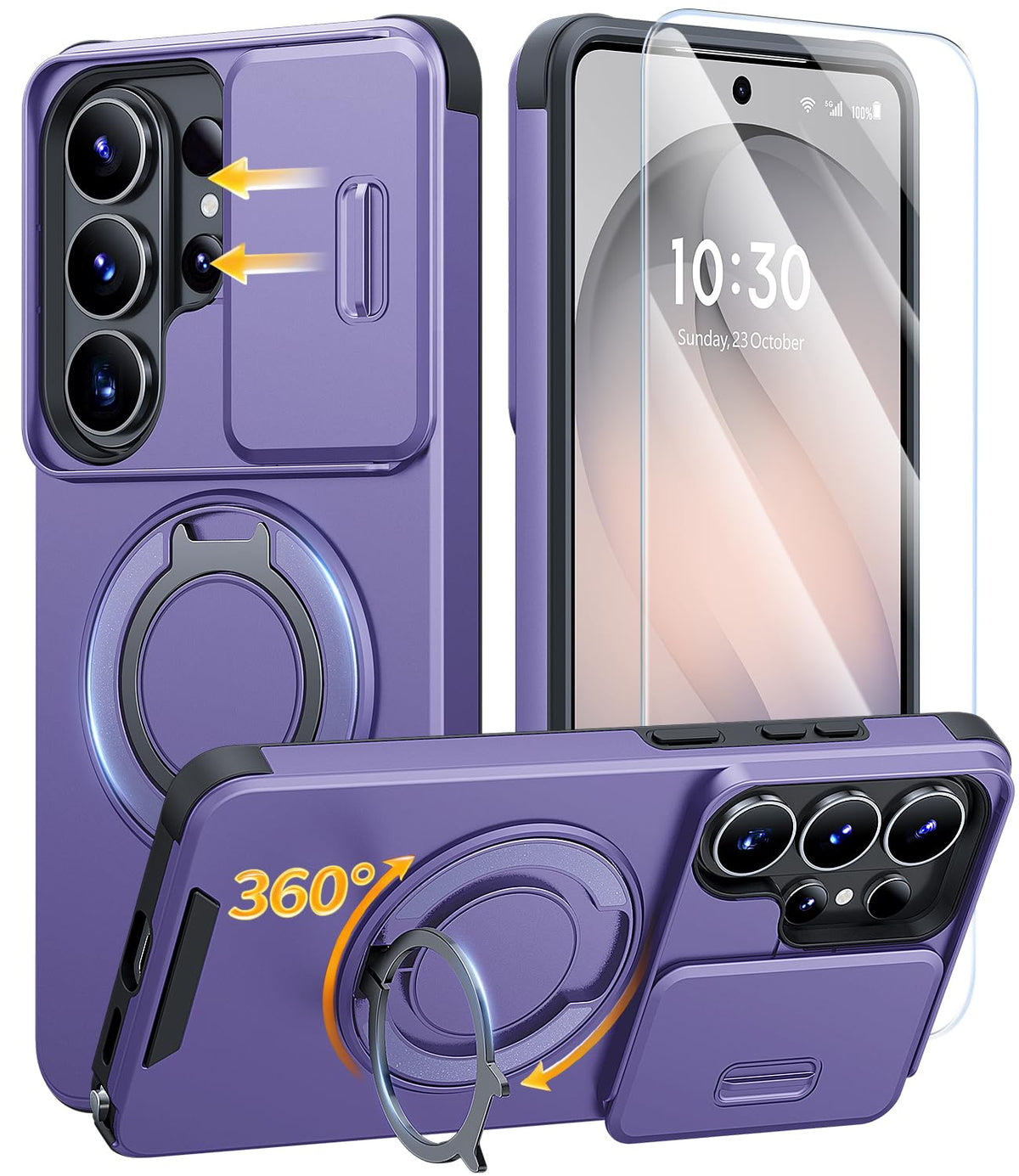 JAME for Samsung Galaxy S26 Case with Ring Stand & Slide Camera Cover