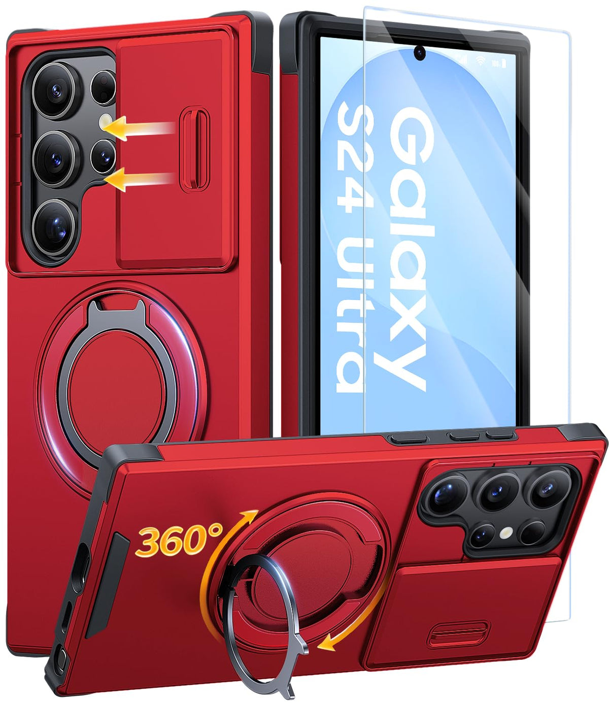 JAME for Samsung Galaxy S26 Case with Ring Stand & Slide Camera Cover
