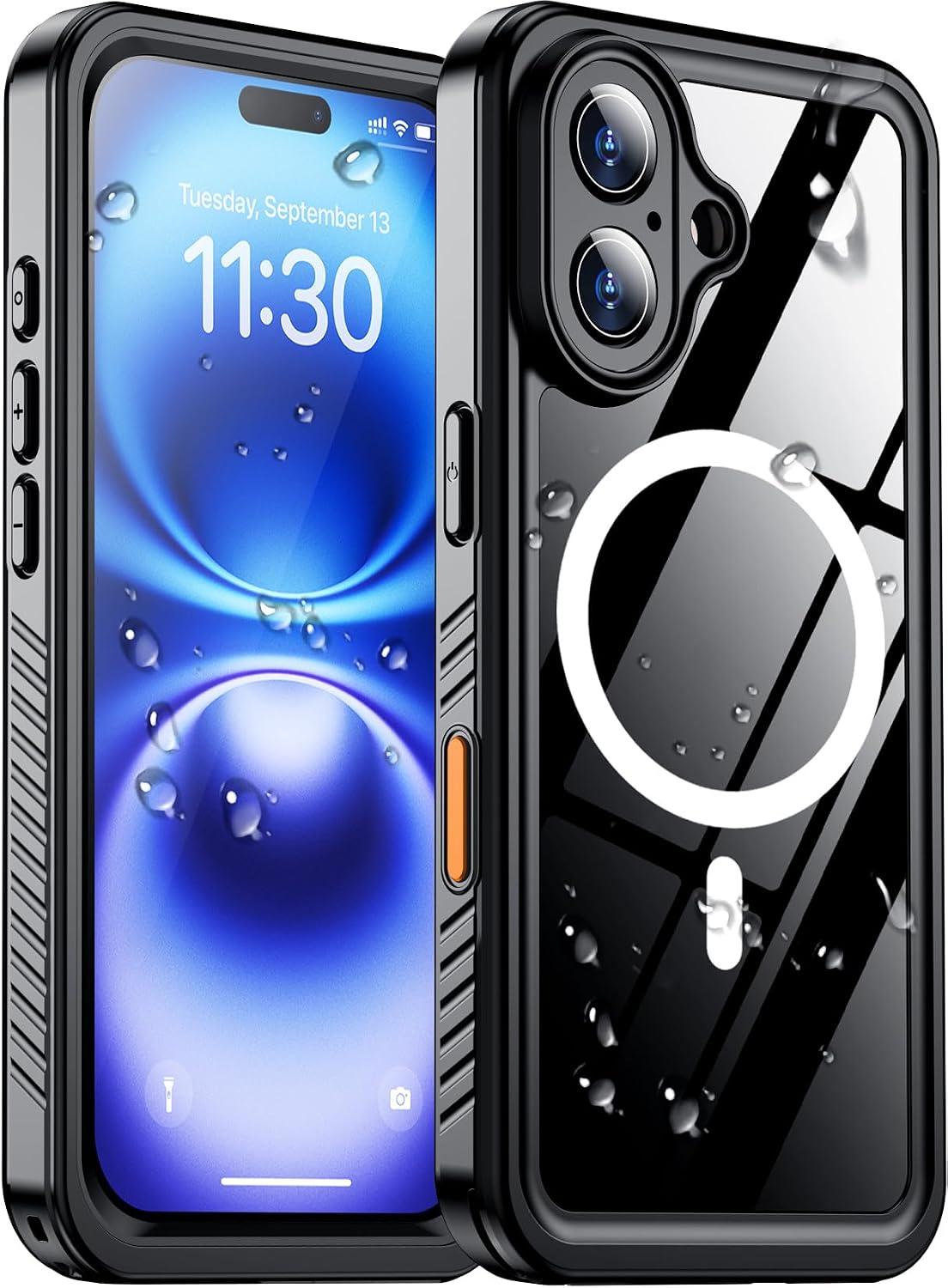Temdan Compatible with iPhone 17 Pro Case,Waterproof Built-in Screen & Camera Protector IP68 Underwater Full Body 17FT Military Dropproof Shockproof Phone Case 6.3"-Blue/Clear