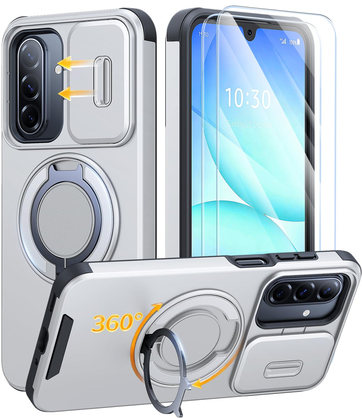 JAME for Samsung Galaxy S26 Case with Ring Stand & Slide Camera Cover