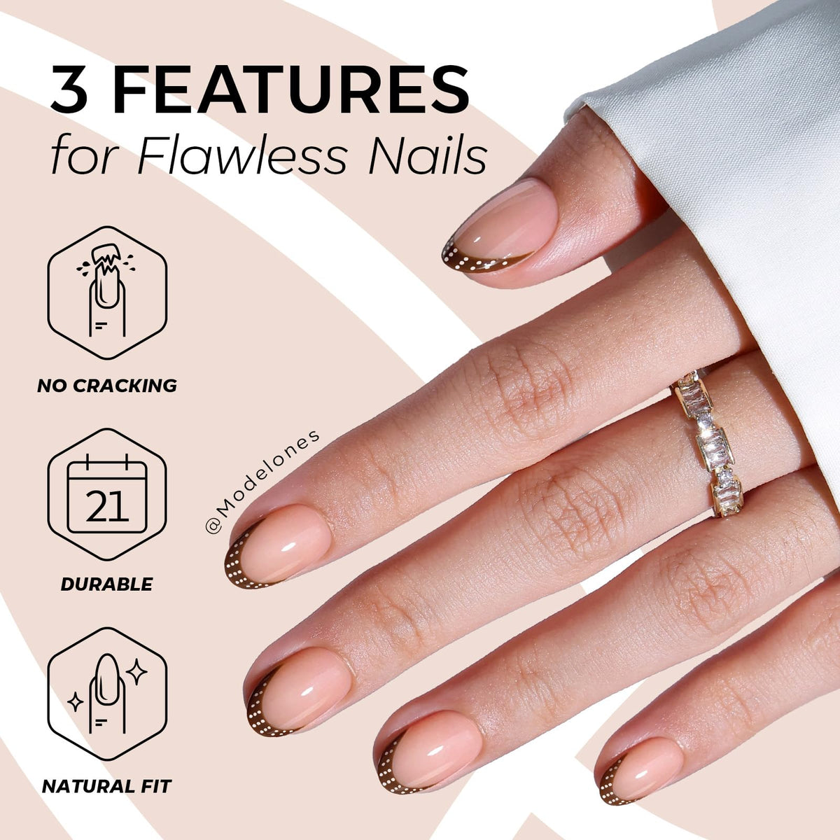 Modelones Black Press on Nails Short, Halloween Oval Fall Fake Nails