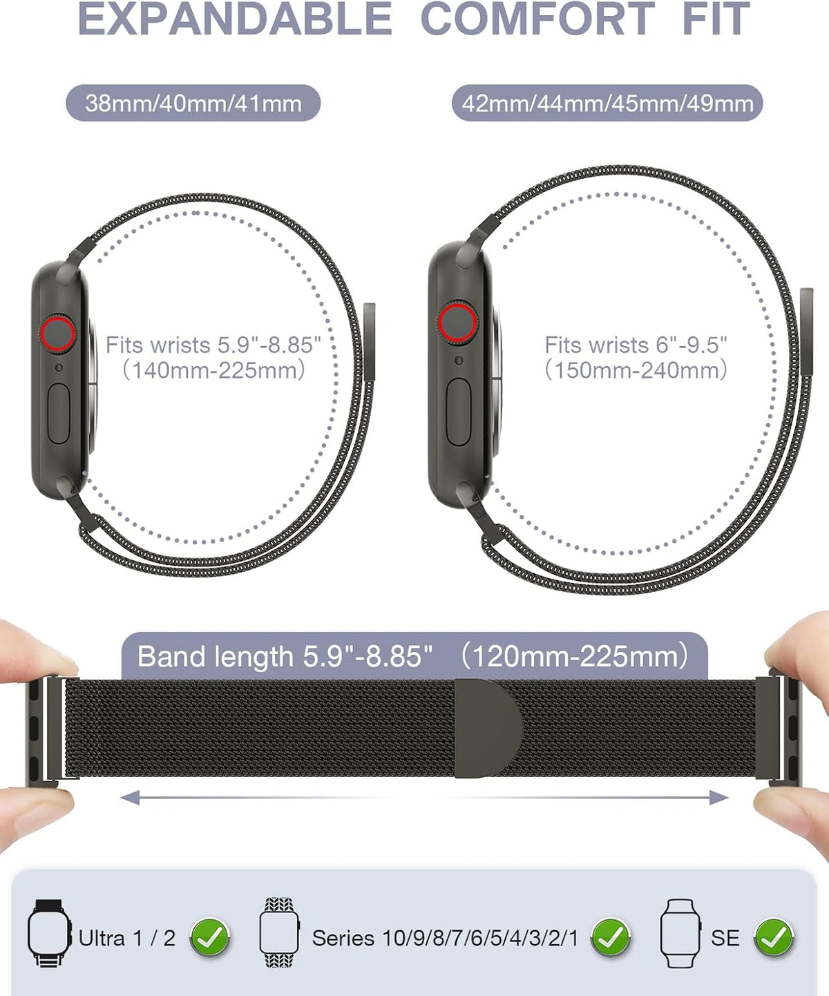 Original Milanese Loop Compatible with Apple Watch Bands for Women & Men