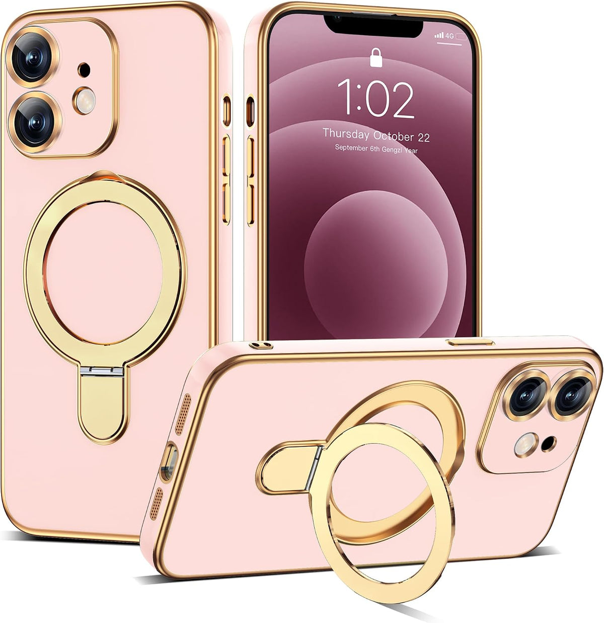 Marble Pattern Case for iPhone 11 with Stand 6.1",M-Purple
