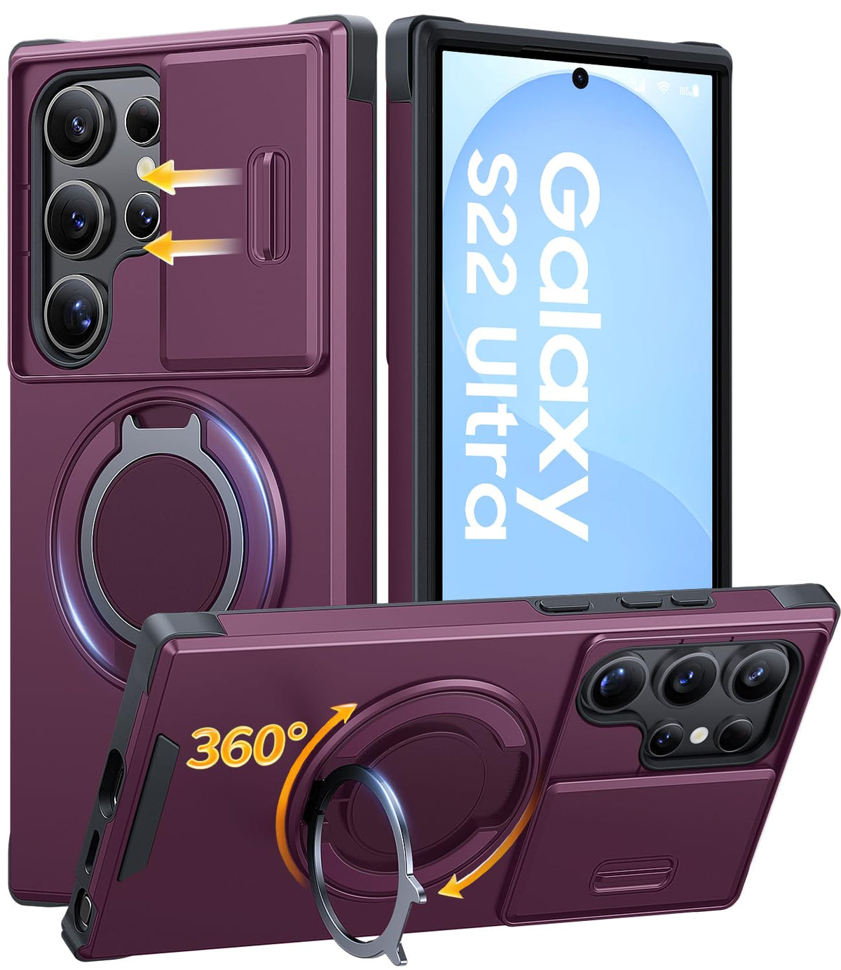 JAME for Samsung Galaxy S26 Case with Ring Stand & Slide Camera Cover