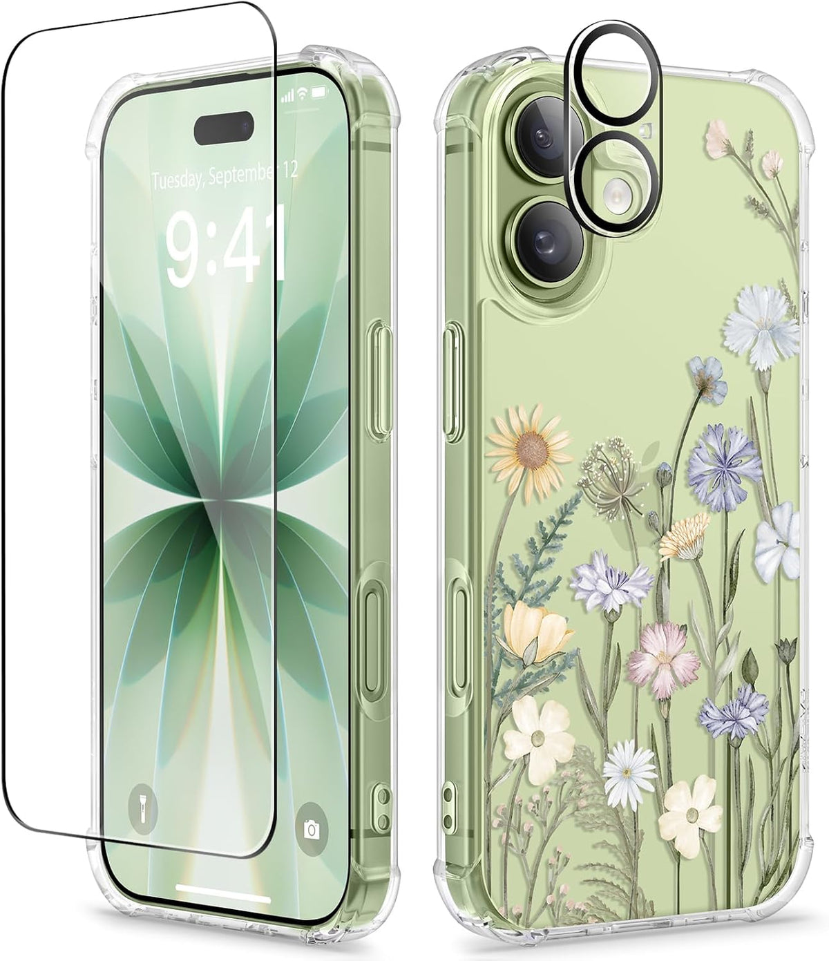 GVIEWIN for iPhone 17 Case Floral Clear Slim Women