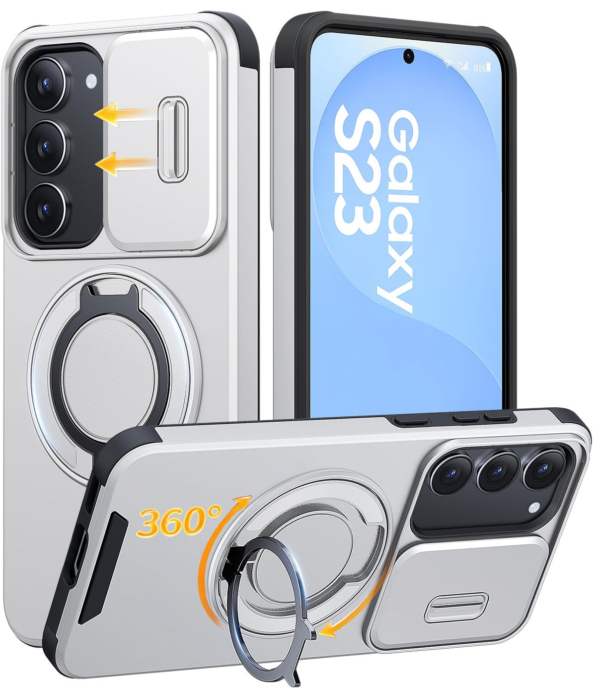 JAME for Samsung Galaxy S26 Case with Ring Stand & Slide Camera Cover