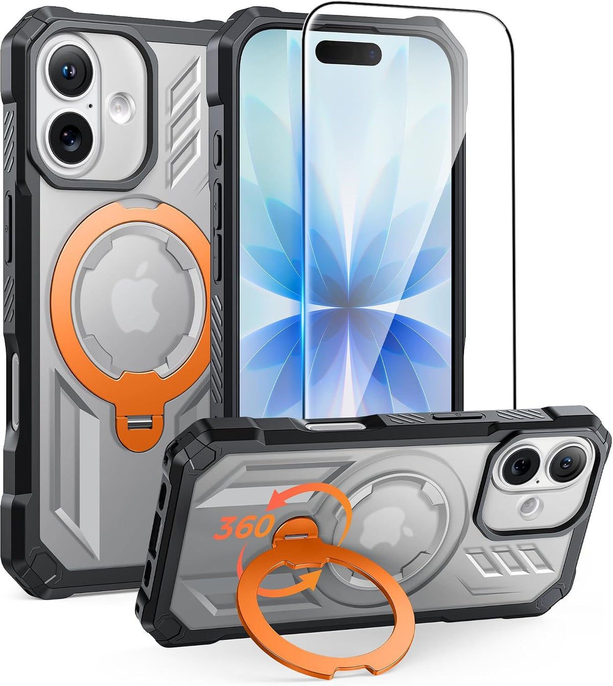 FNTCASE for iPhone 17 Case with 360 Spin Magnetic Stand