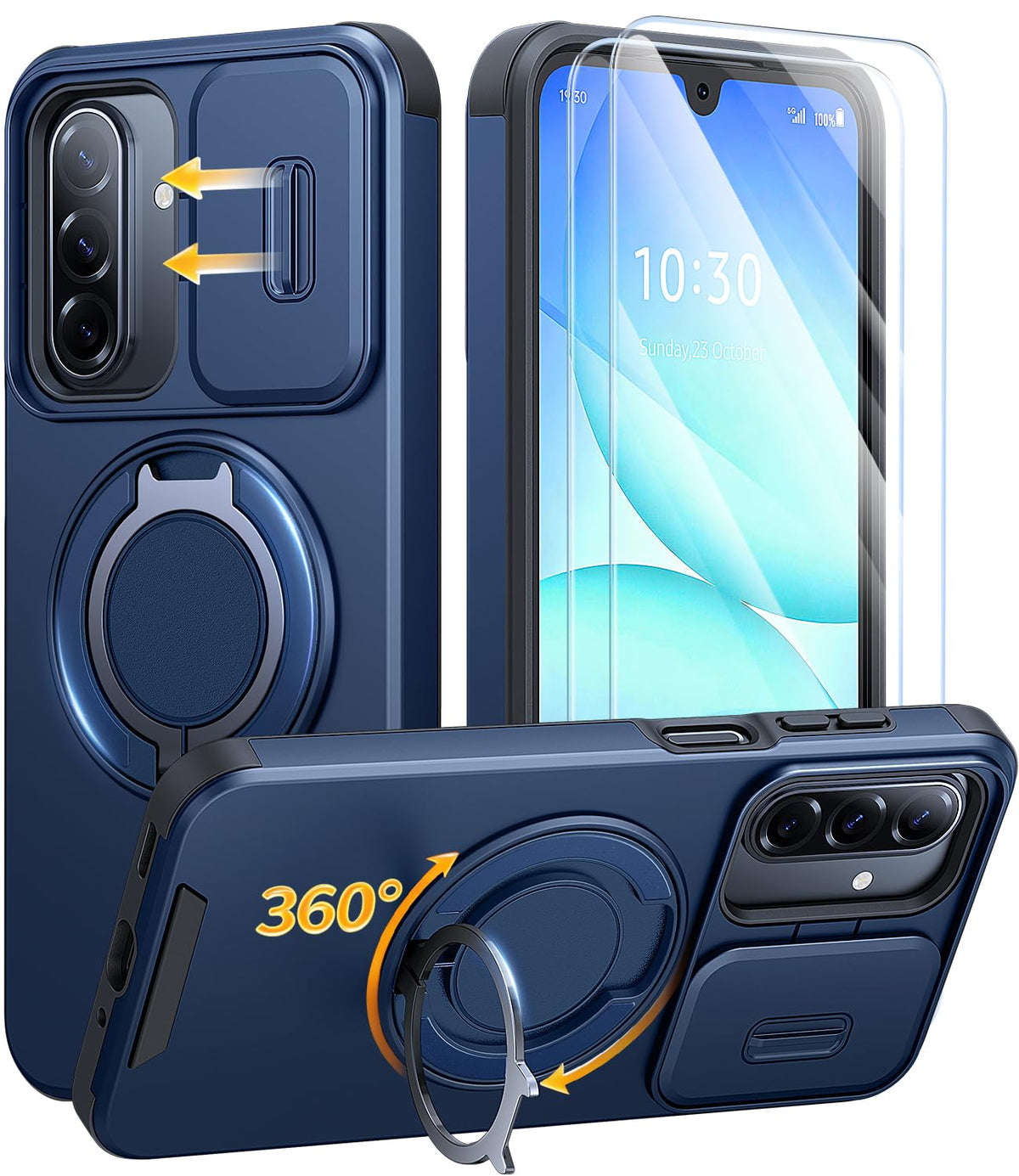 JAME for Samsung Galaxy S26 Case with Ring Stand & Slide Camera Cover