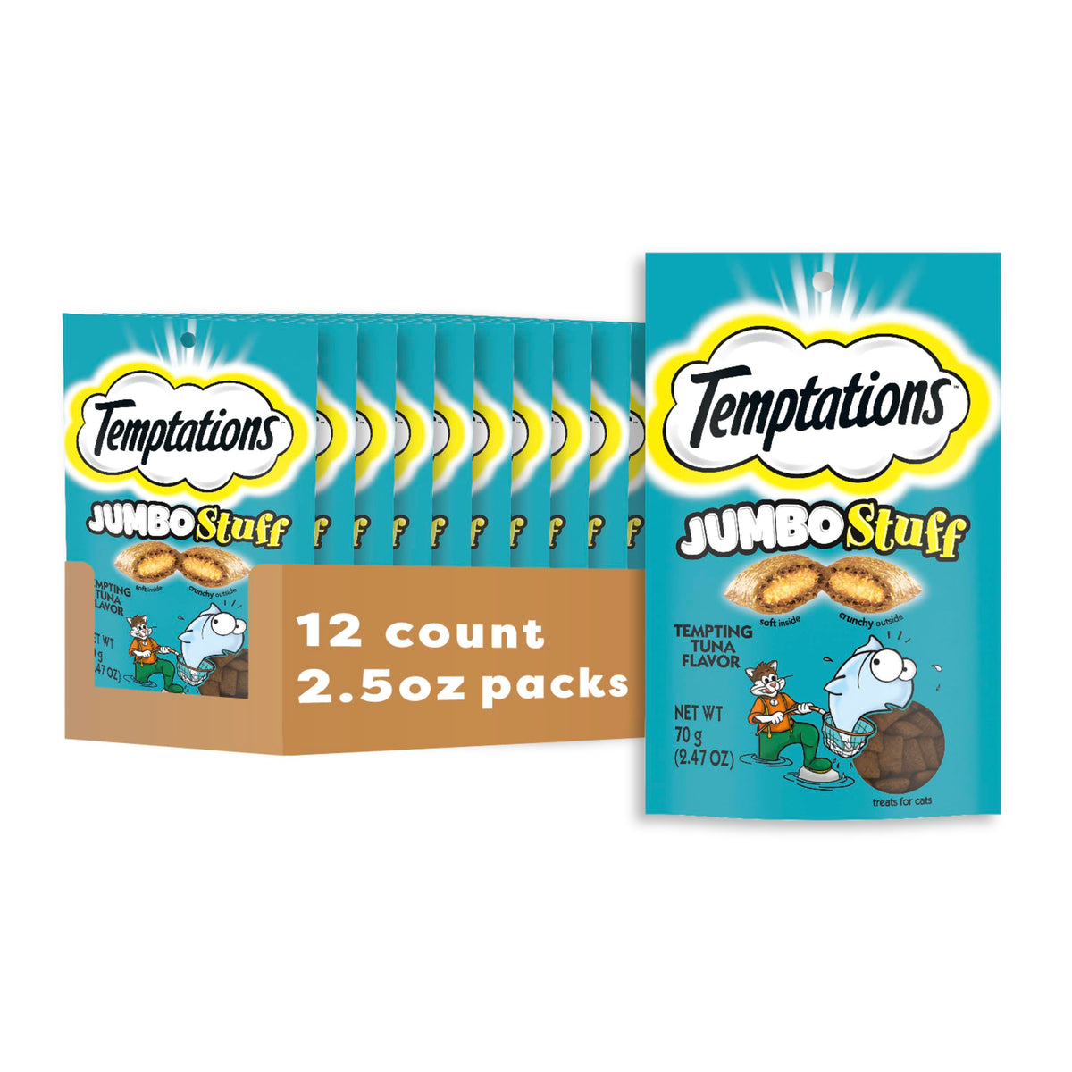 Temptations Jumbo Stuff Crunchy & Soft Cat Treats, Tuna, 5.3 oz, 10 Pack