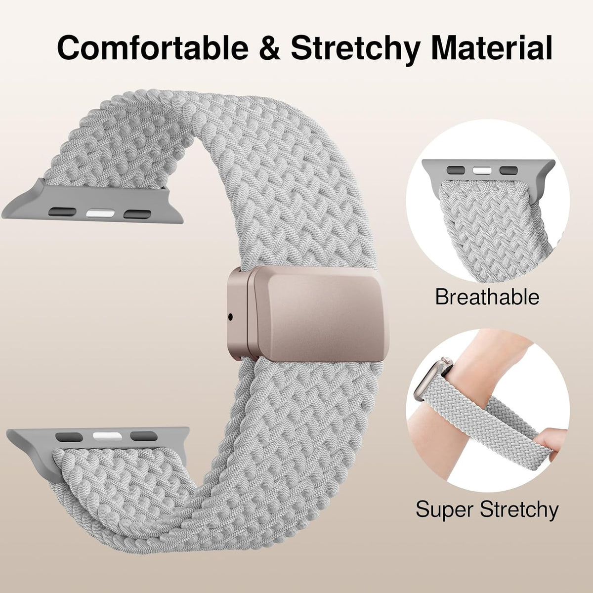 Braided Stretchy Magnetic Sport Band for Apple Watch Bands for Women Men