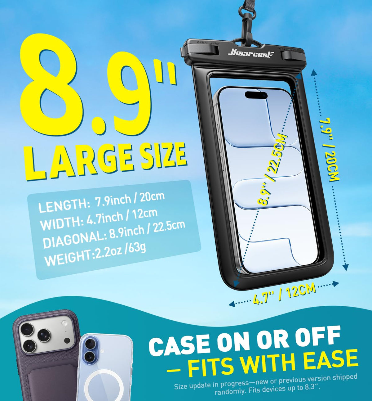 Hiearcool Waterproof Phone Pouch, Waterproof Phone Case, Black&Green 2-Pack