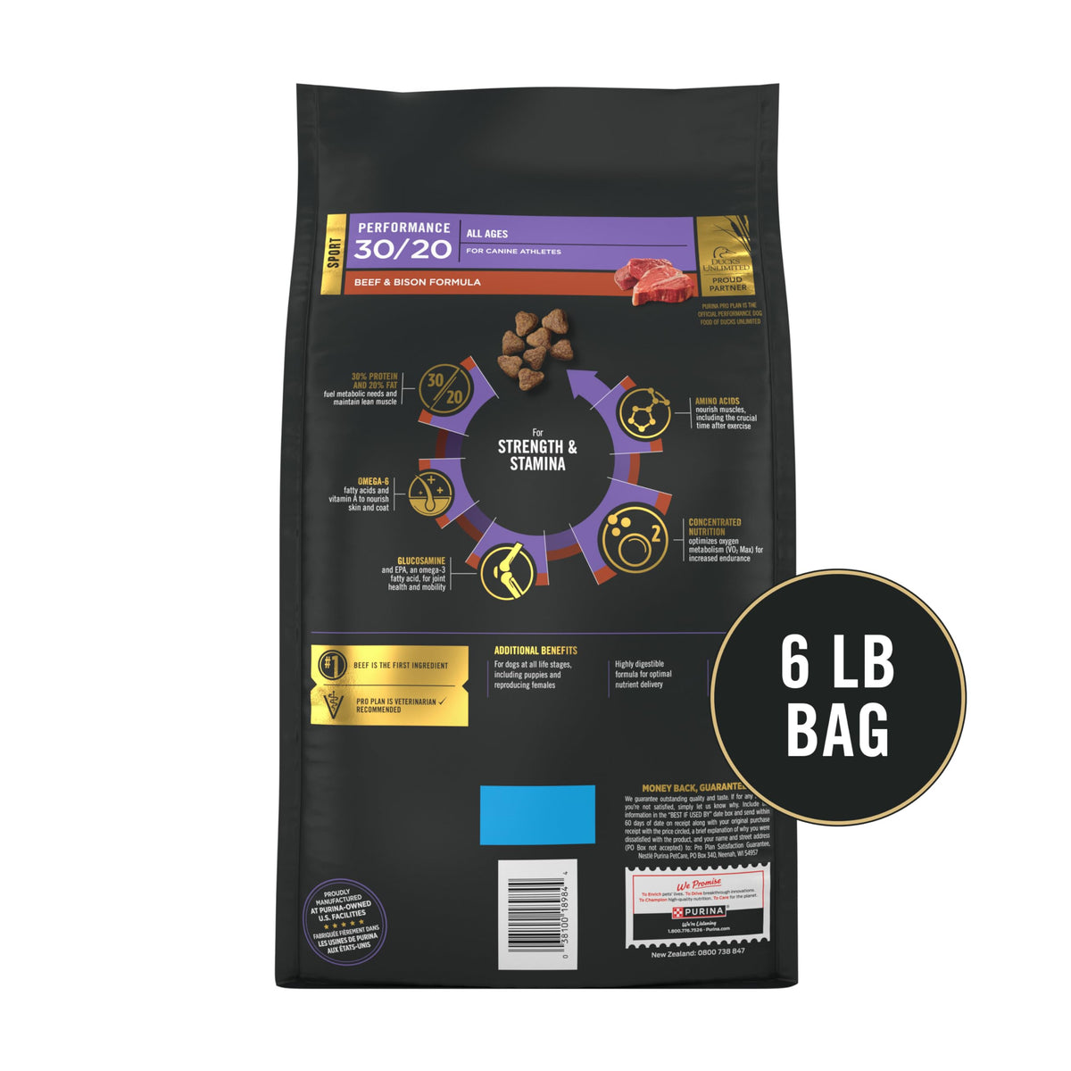 Purina Pro Plan Sport 30/20 High Protein Dry Dog Food, Beef & Bison, 33 lb