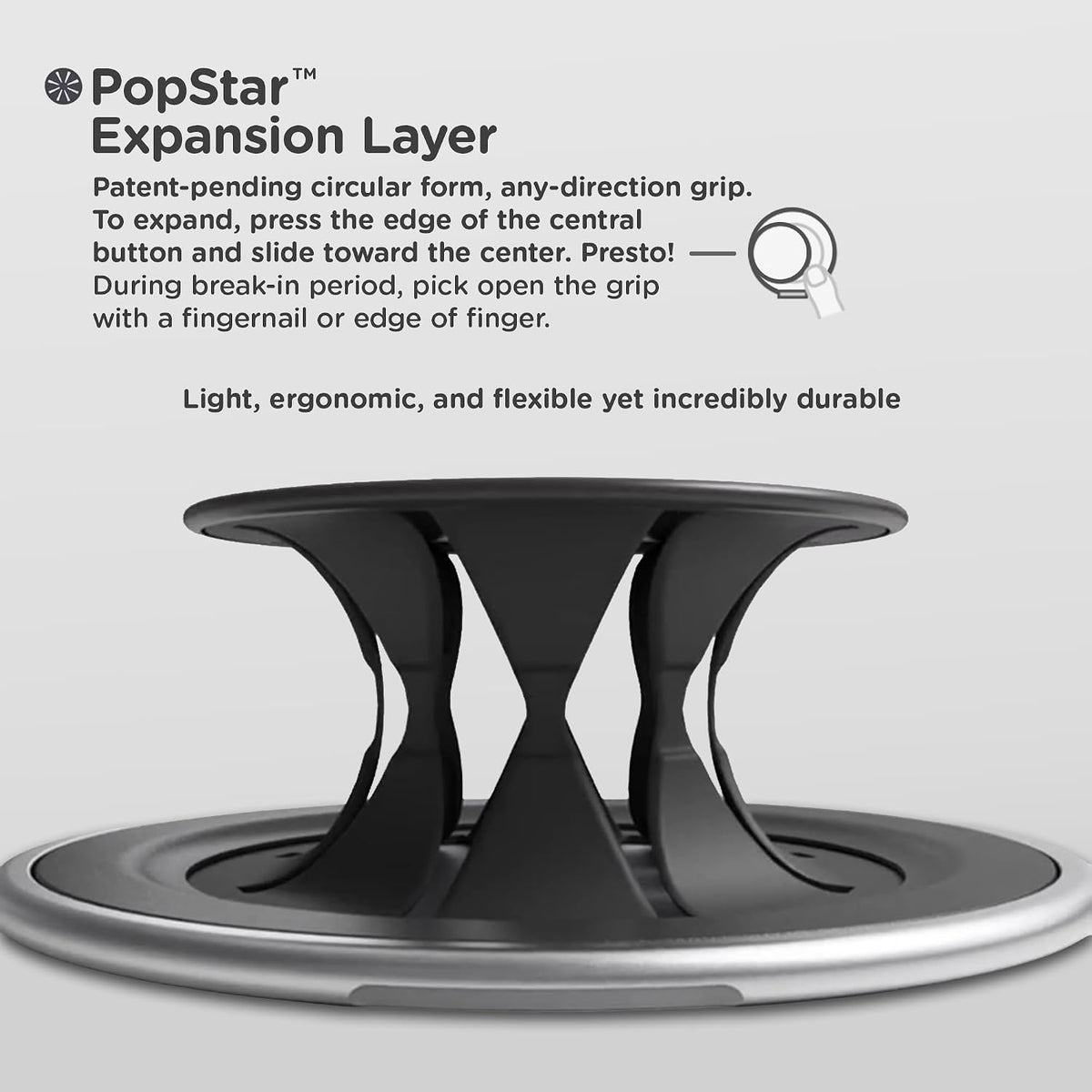 PopSockets Low-Pro Grip for MagSafe, Thin Profile- Black