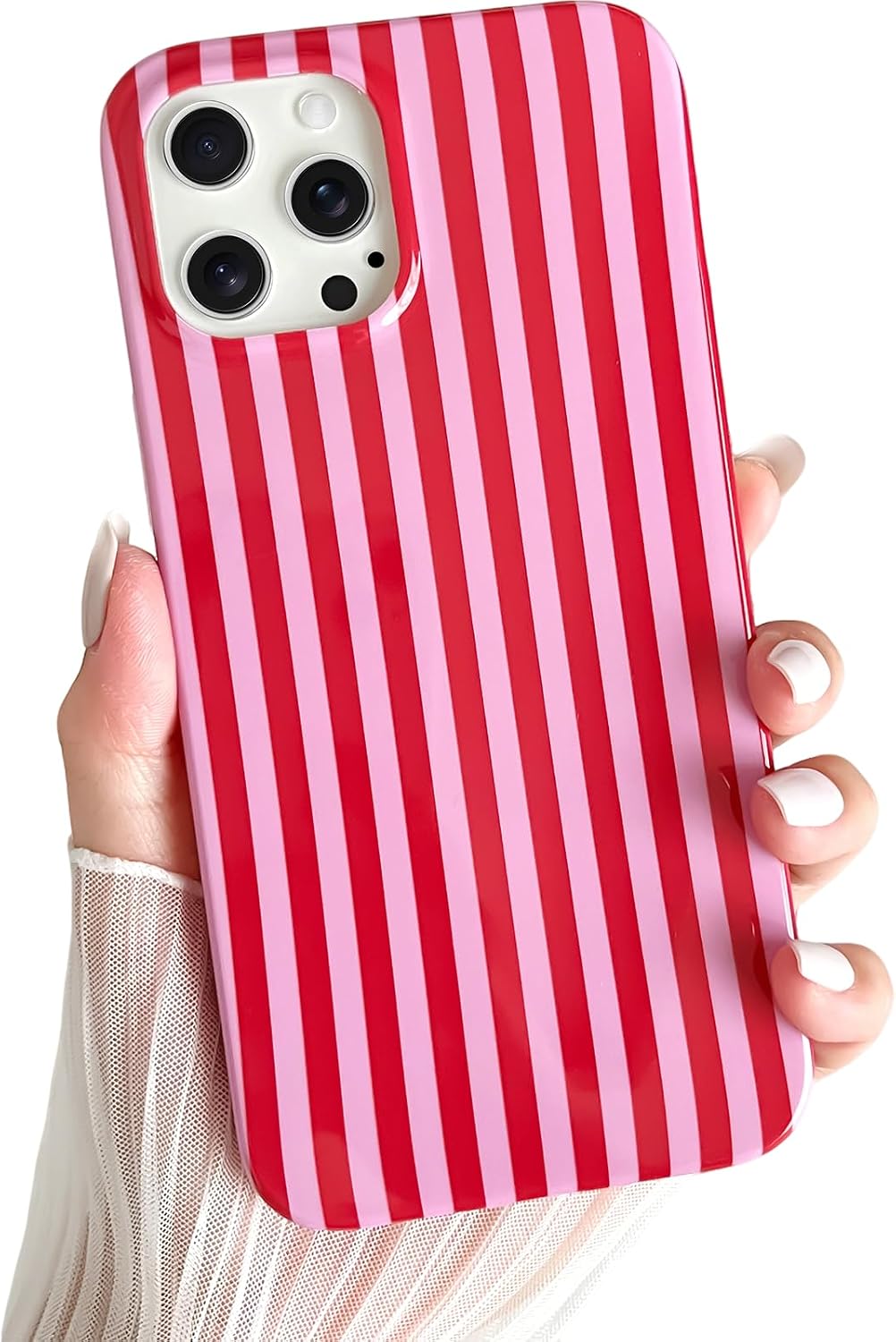 Yeddabox for iPhone 17 Pro Max Case Cute Striped Phone Case Soft TPU Slim Shockproof Phone Cover for Women Girls, Pink