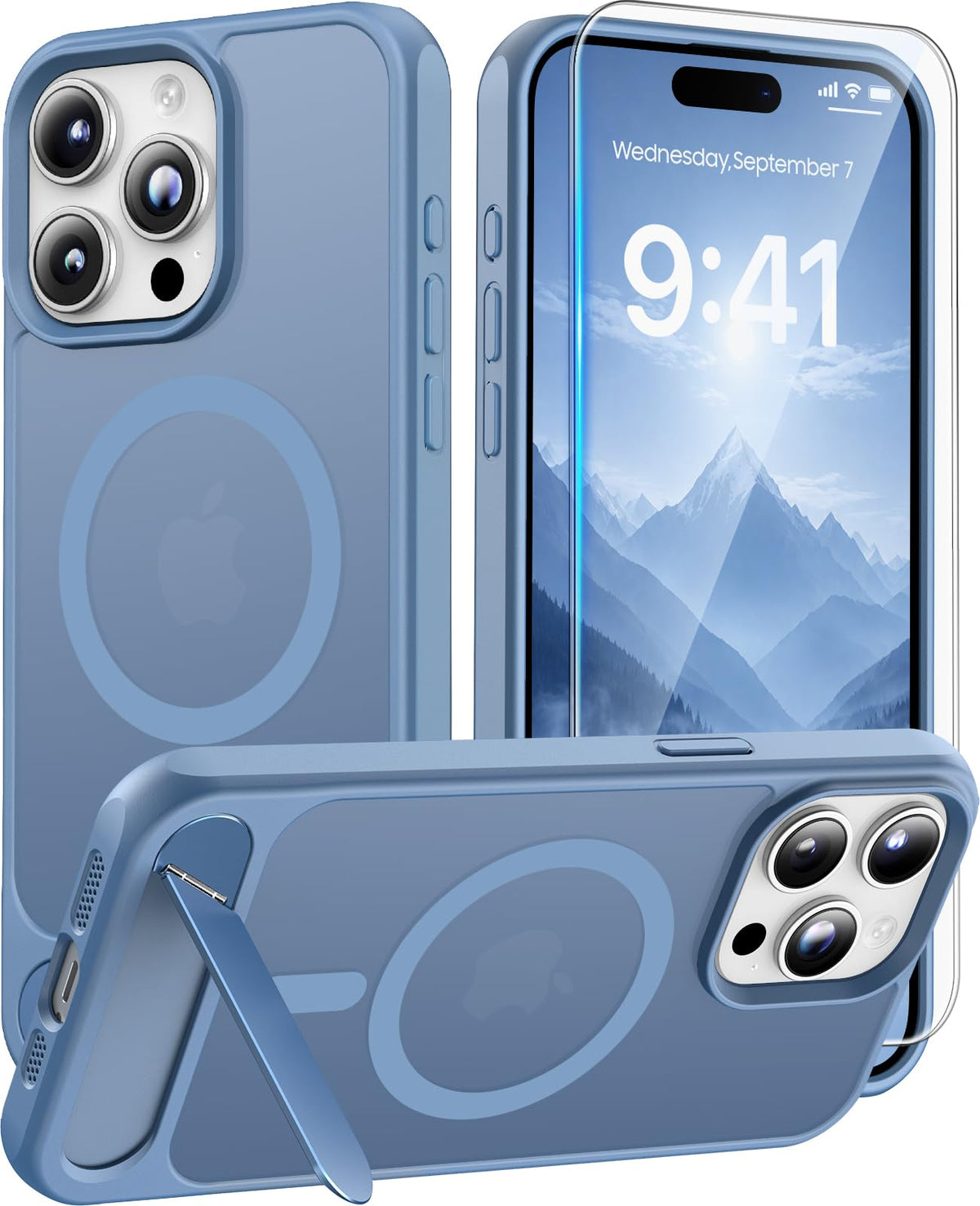 Magnetic for iPhone 16 Pro Case with Stand, Clear Matte