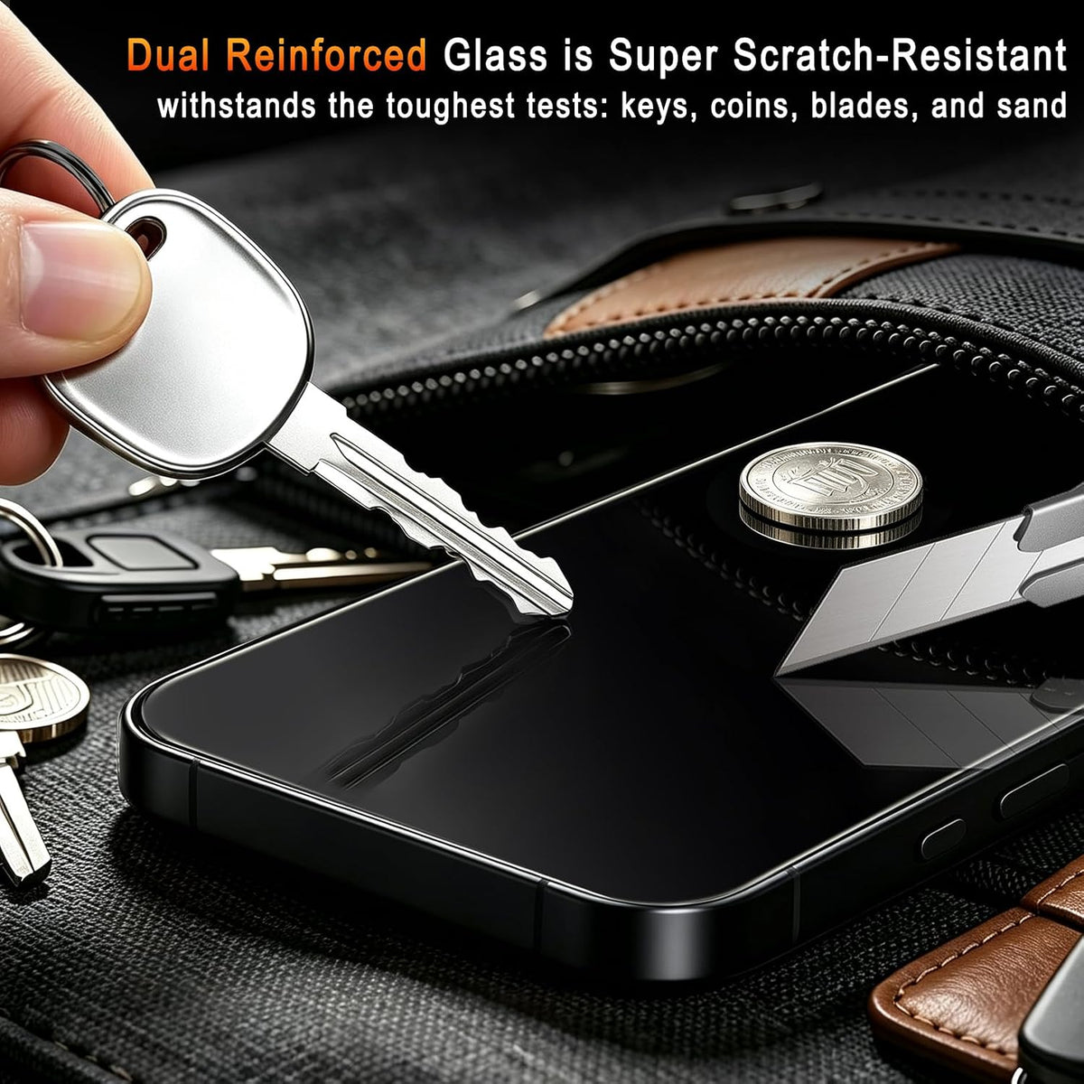 TZGZT 3 Pack Privacy Screen Protectors for iPhone Duo, Tempered Glass