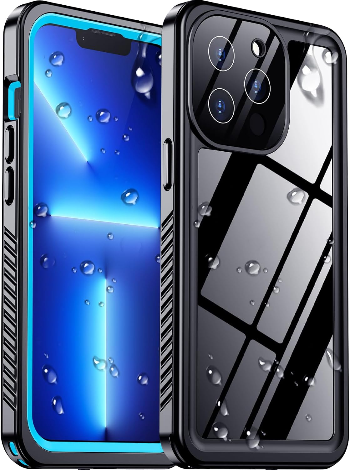 Temdan Compatible with iPhone 17 Pro Case,Waterproof Built-in Screen & Camera Protector IP68 Underwater Full Body 17FT Military Dropproof Shockproof Phone Case 6.3"-Blue/Clear