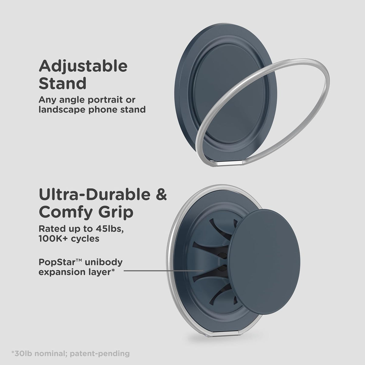 PopSockets Low-Pro Grip for MagSafe, Thin Profile- Black