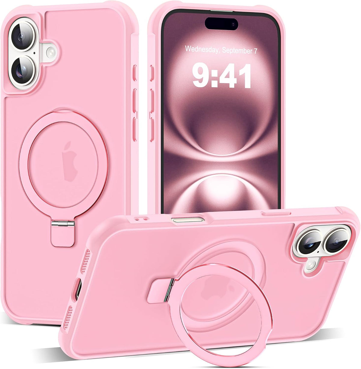 SKYLMW Compatible with iPhone 16 Pro Max Case with Stand,Rose