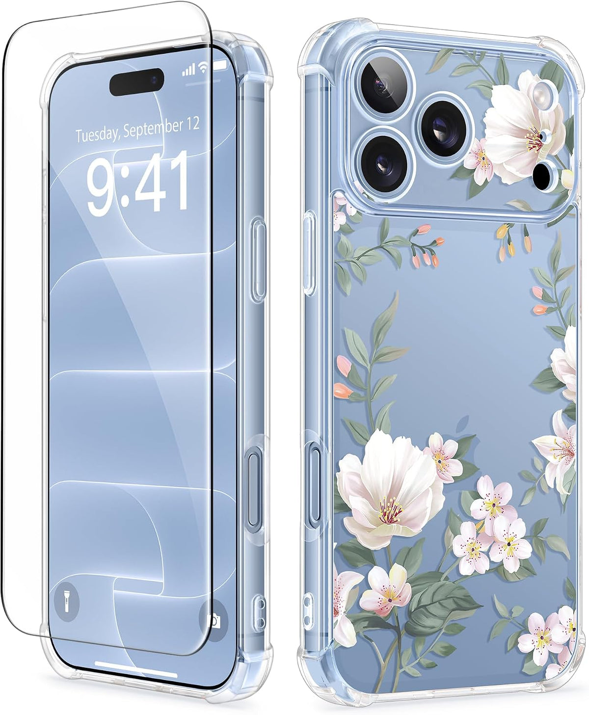 GVIEWIN for iPhone 17 Case Floral Clear Slim Women