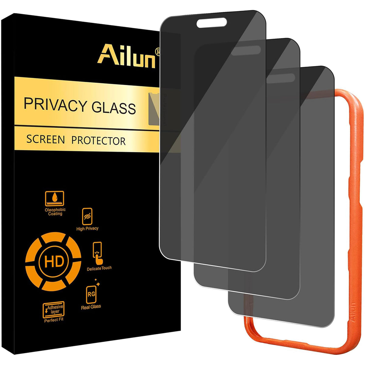 Ailun 3 Pack Privacy Screen Protector for iPhone 17 Pro Max, Tempered Glass