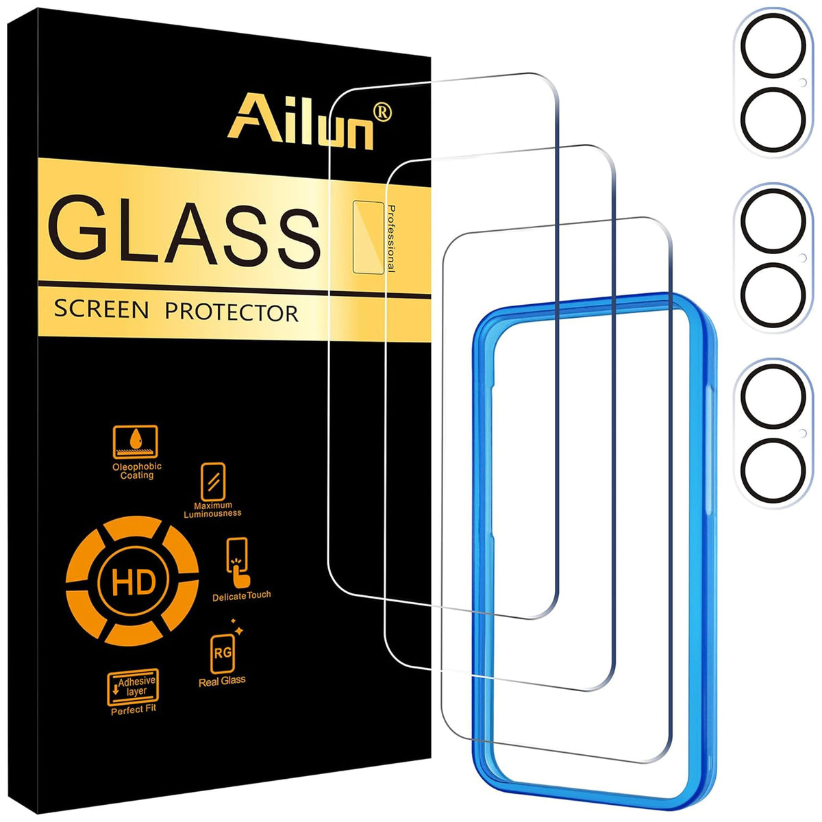 Ailun Screen Protector + Camera Lens Protector for iPhone 16 Pro Max