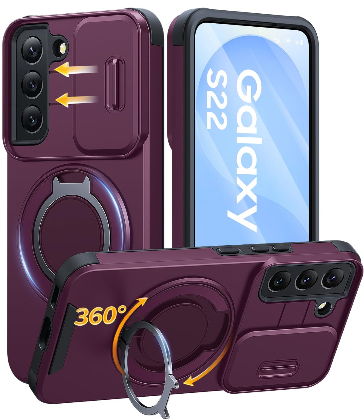 JAME for Samsung Galaxy S26 Case with Ring Stand & Slide Camera Cover