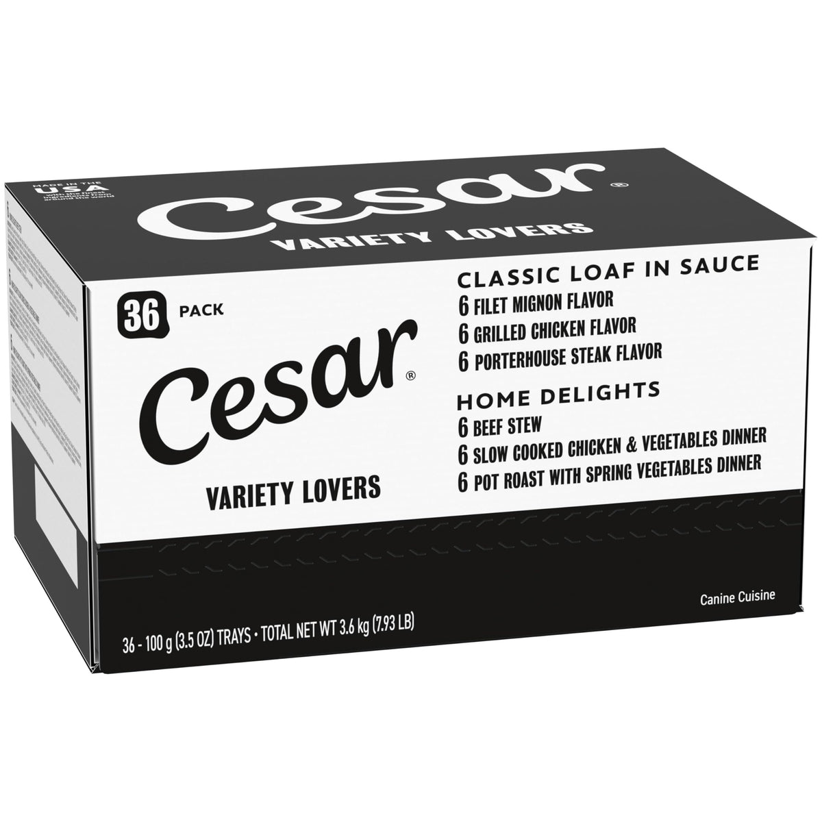 Cesar Wet Dog Food, Steak & Chicken Lovers Variety Pack, 3.5 oz, 36 count