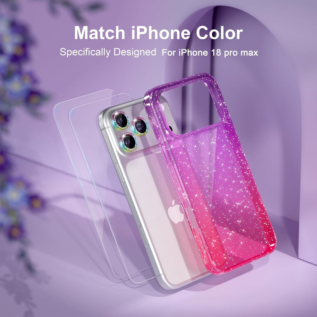 Choiche for iPhone 16 Pro Case Clear Women Girly (Glitter Gold)