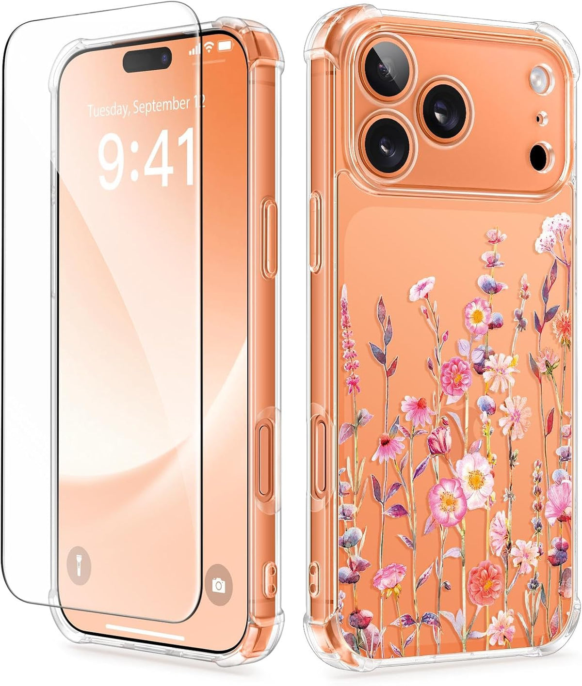 GVIEWIN for iPhone 17 Case Floral Clear Slim Women