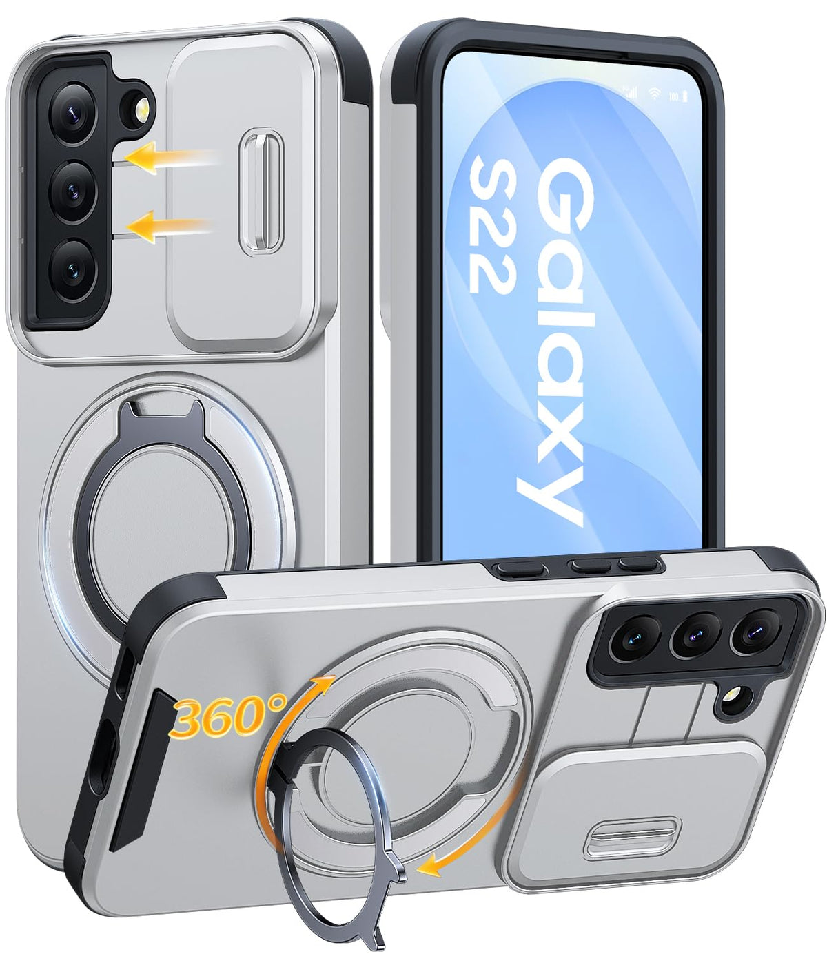 JAME for Samsung Galaxy S26 Case with Ring Stand & Slide Camera Cover