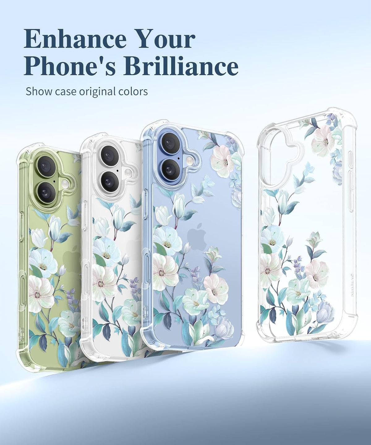 GVIEWIN for iPhone 17 Case Floral Clear Slim Women