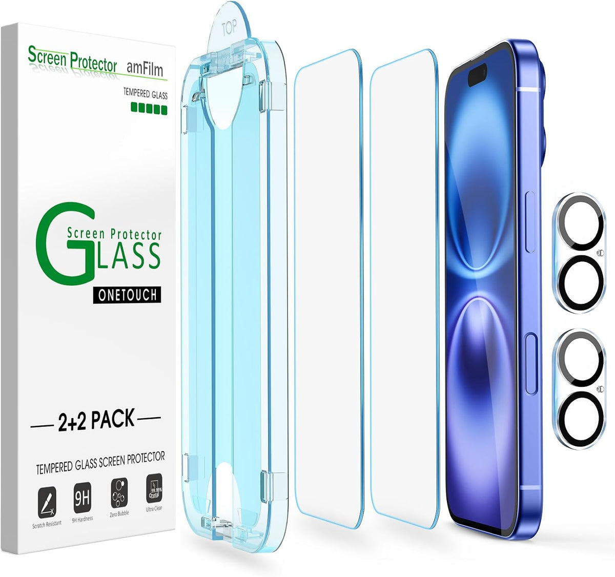 amFilm OneTouch for iPhone 18 Pro Max 6.9'' Screen Protector Tempered Glass