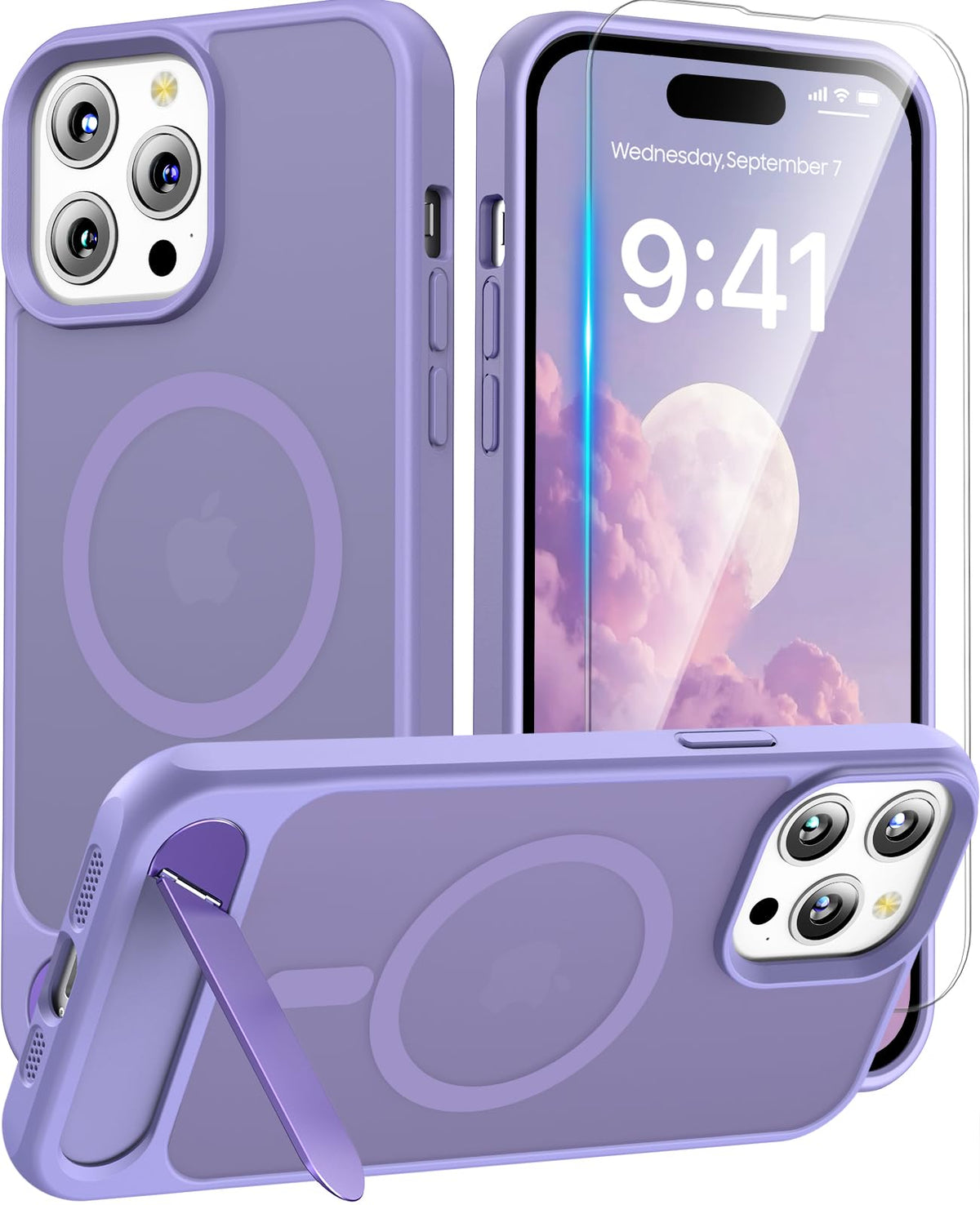 Magnetic for iPhone 16 Pro Case with Stand, Clear Matte