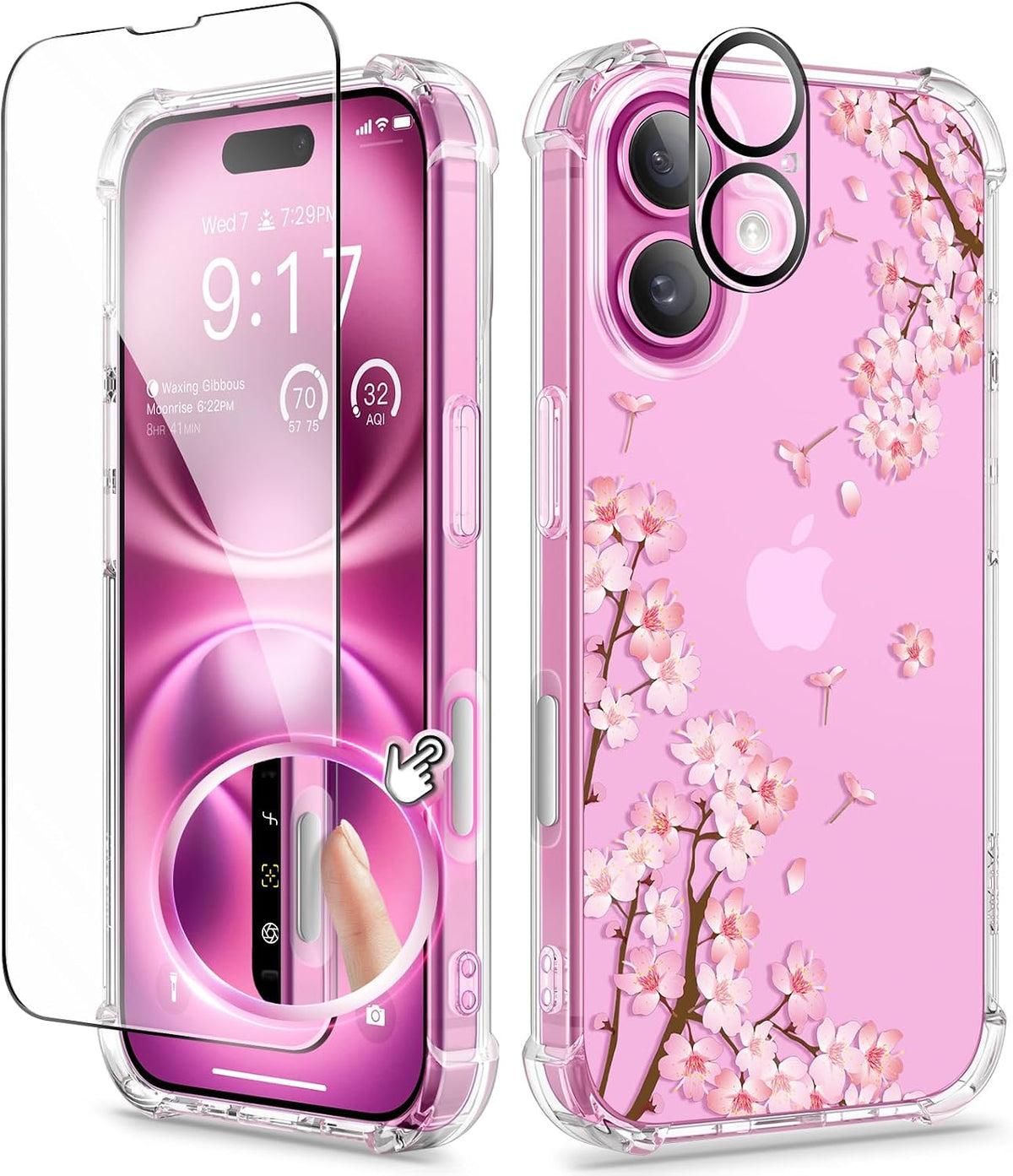GVIEWIN for iPhone 11 Case Floral, Screen Protector & Camera Lens Protector