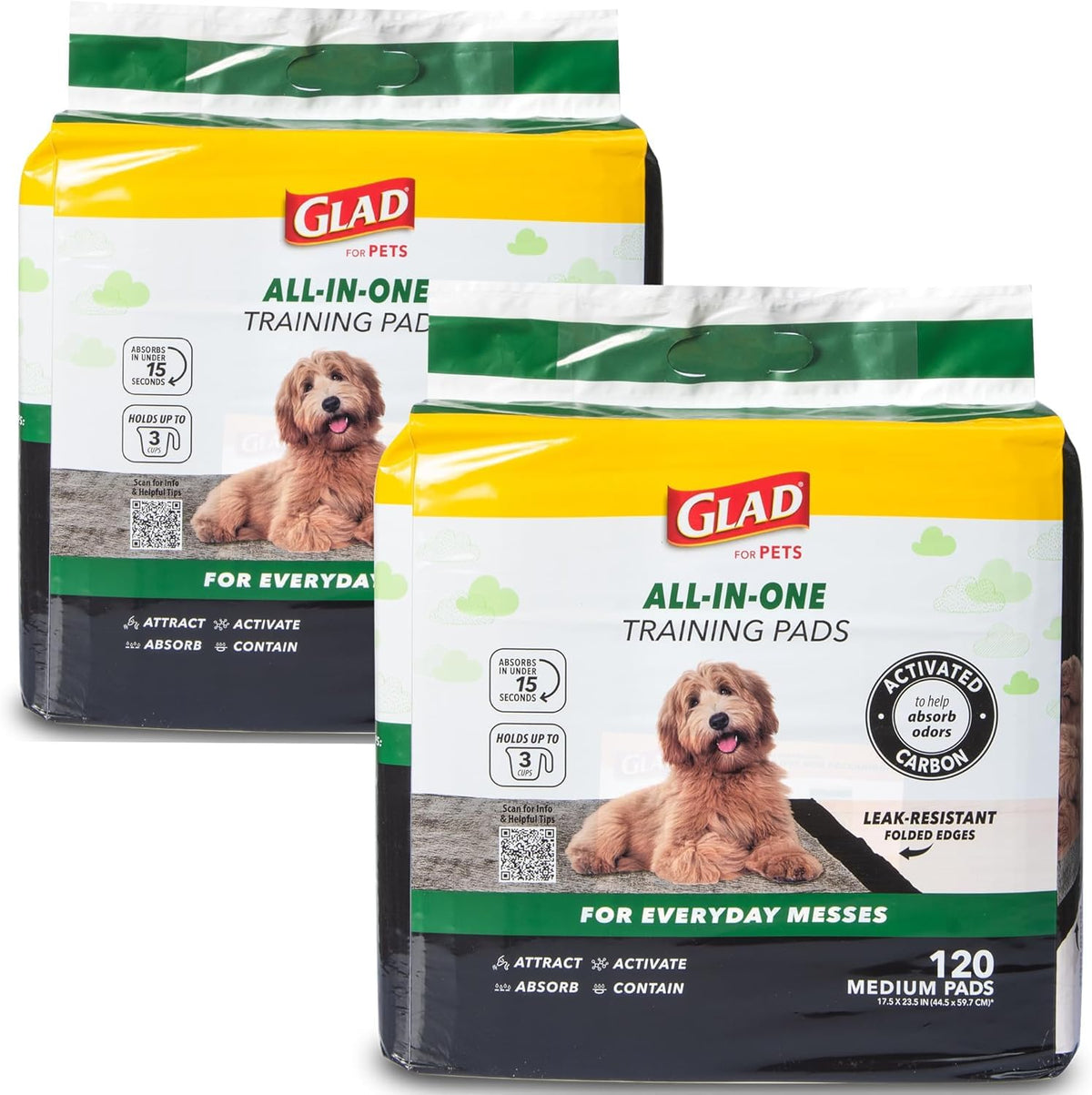 Glad for Pets, Activated Carbon, Large Puppy Pads, Dog Pee Pads, 150 Count