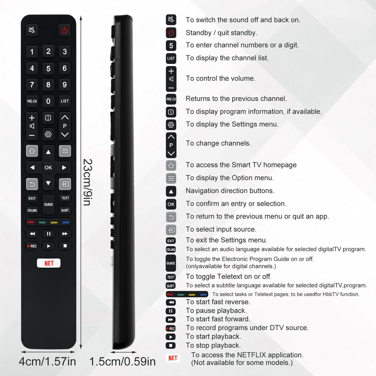 Samsung Universal TV Remote Control – Samsung TV Remote Replacement with Netflix, Prime Video, Rakuten Buttons for All S amsung LED QLED UHD 4K 8K Smart TVs