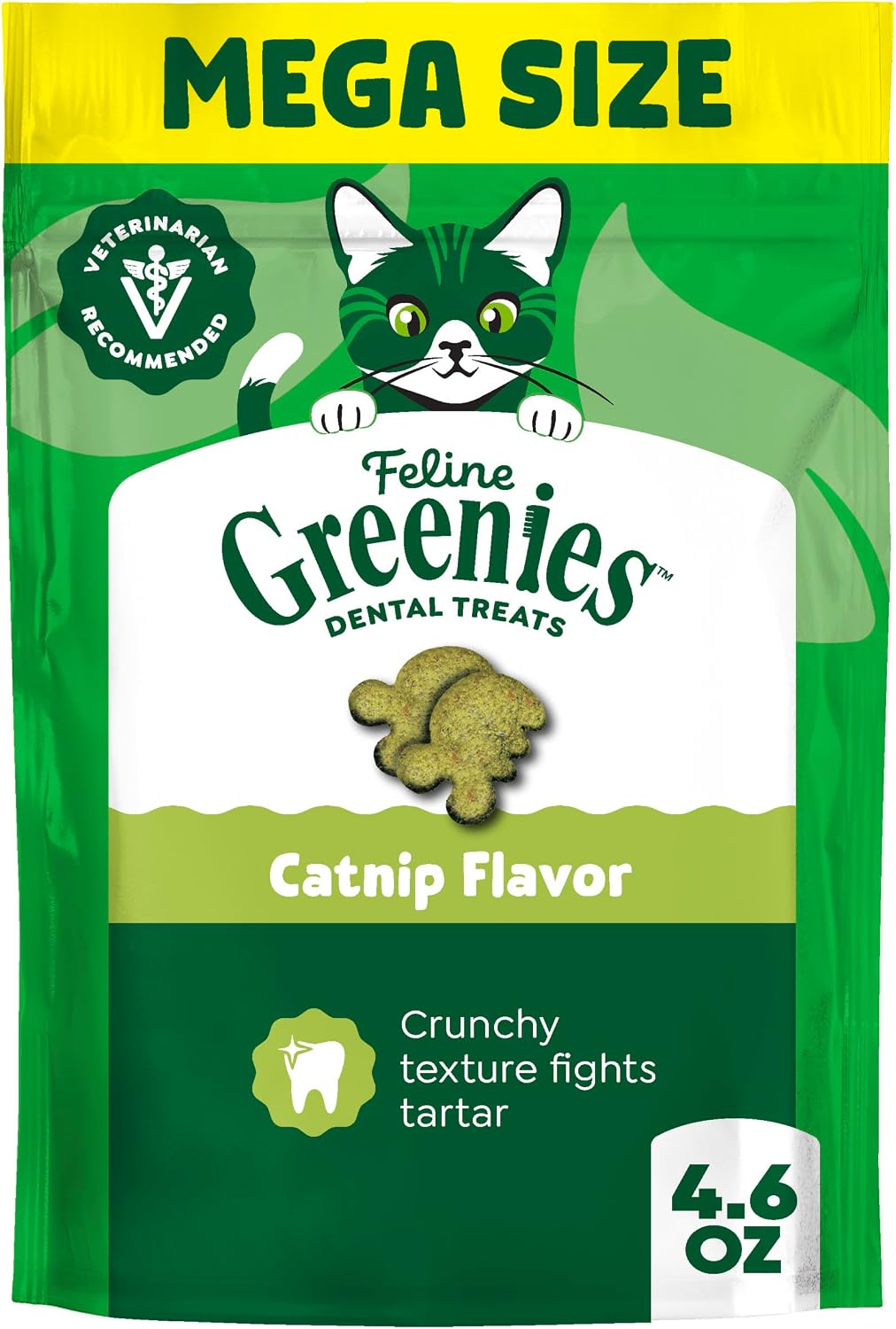 Greenies Feline Natural Dental Cat Treats, Catnip Flavor, 4.6 oz