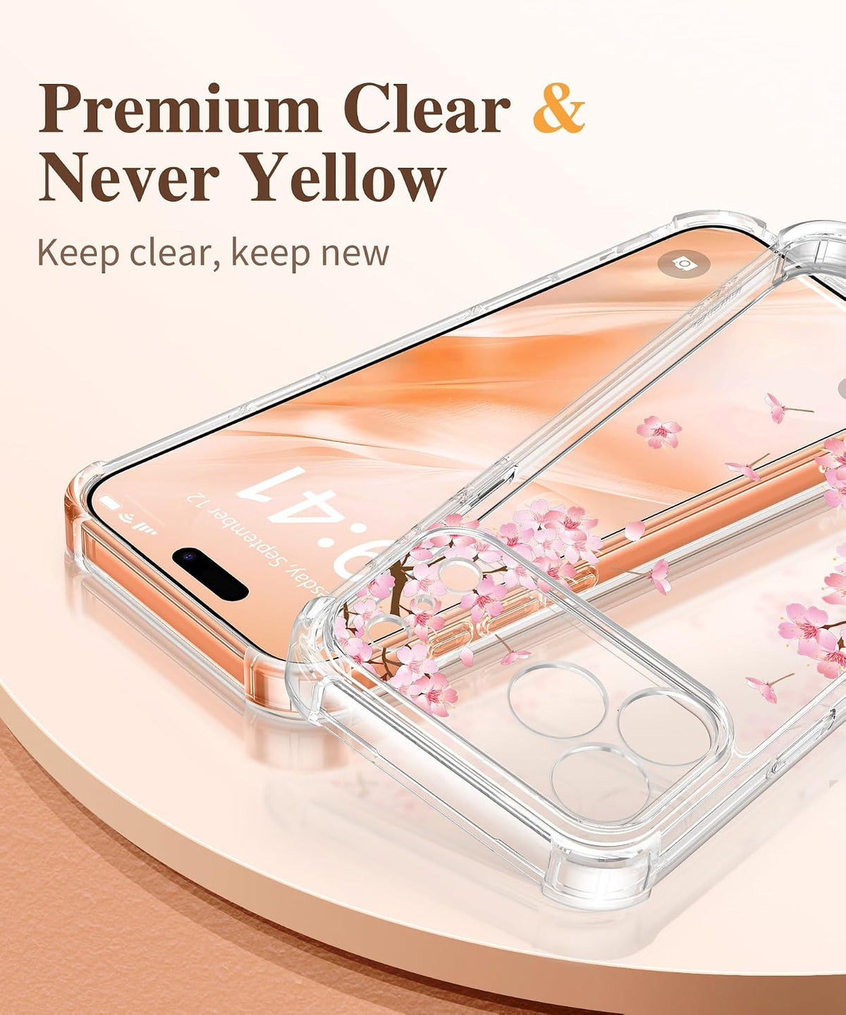 GVIEWIN for iPhone 17 Case Floral Clear Slim Women