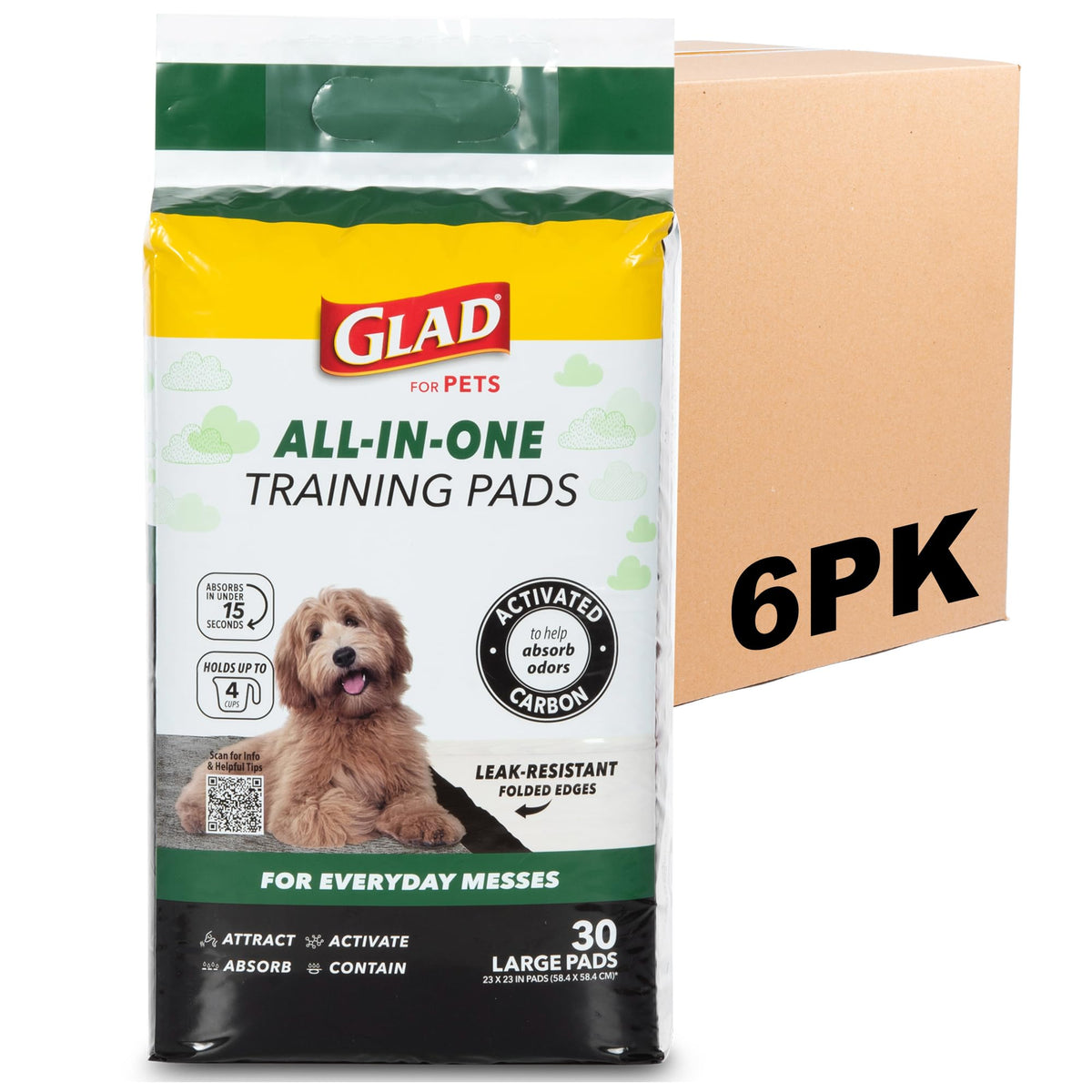 Glad for Pets, Activated Carbon, Large Puppy Pads, Dog Pee Pads, 150 Count