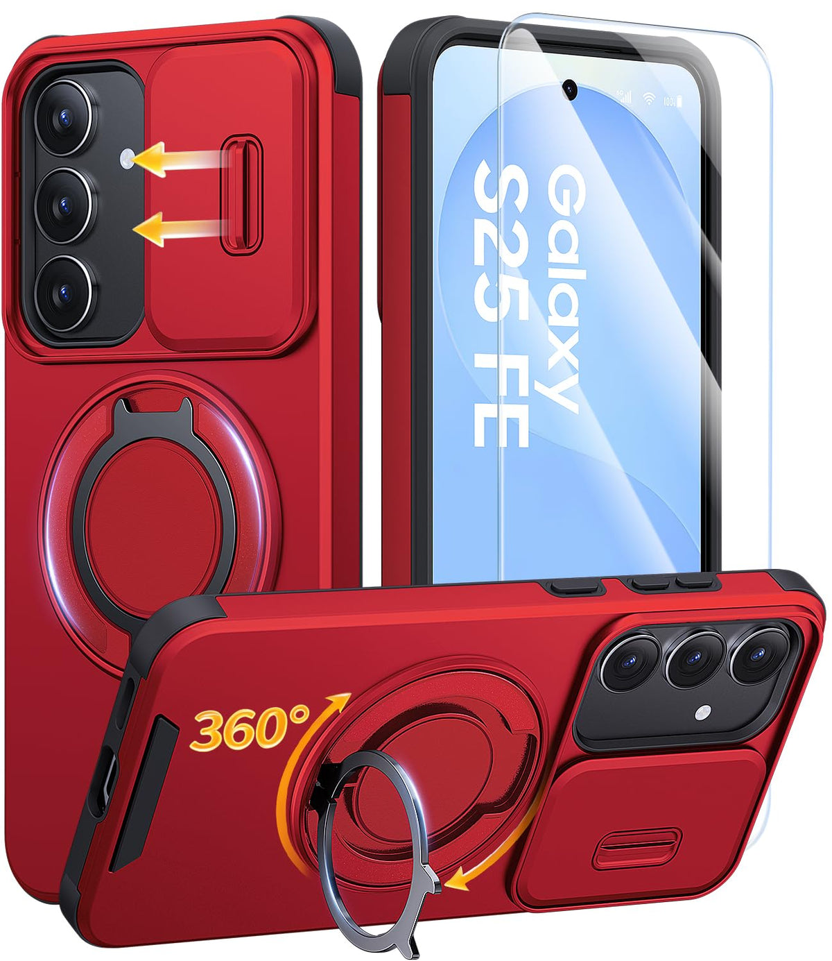 JAME for Samsung Galaxy S26 Case with Ring Stand & Slide Camera Cover