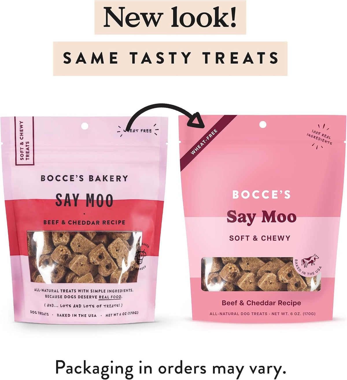 Bocce's Bakery Say Moo Soft & Chewy Dog Treats, Beef & Cheddar Flavor, 6 oz