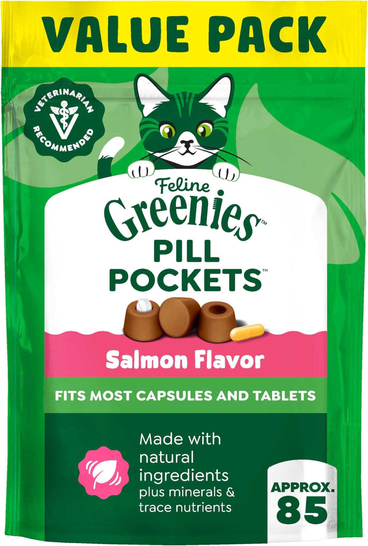 Greenies Feline Pill Pockets Soft Cat Treats, Chicken Flavor, 85 count