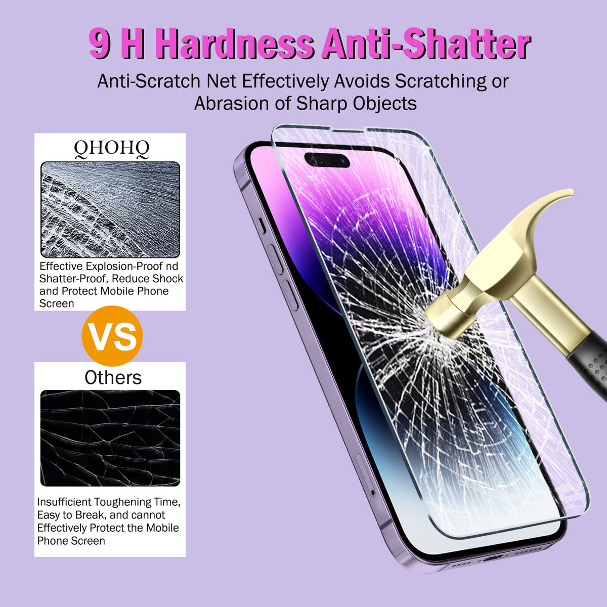 QHOHQ 3 Pack Screen Protector for iPhone 13 Pro 6.1 Inch with 3 Pack Tempered Glass Camera Lens Protector, Ultra HD, 9H Hardness, Scratch Resistant - Case Friendly [Not fit iPhone 13 Pro Max 6.7"]