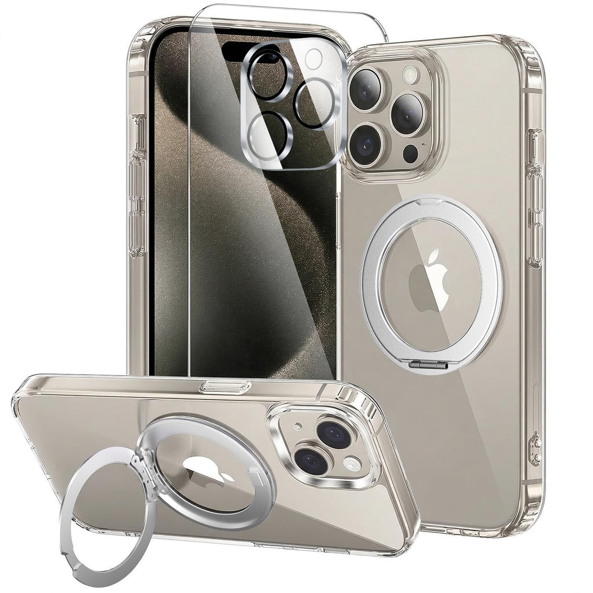 toushion 3 in 1 for iPhone 15 Plus Case Transparent
