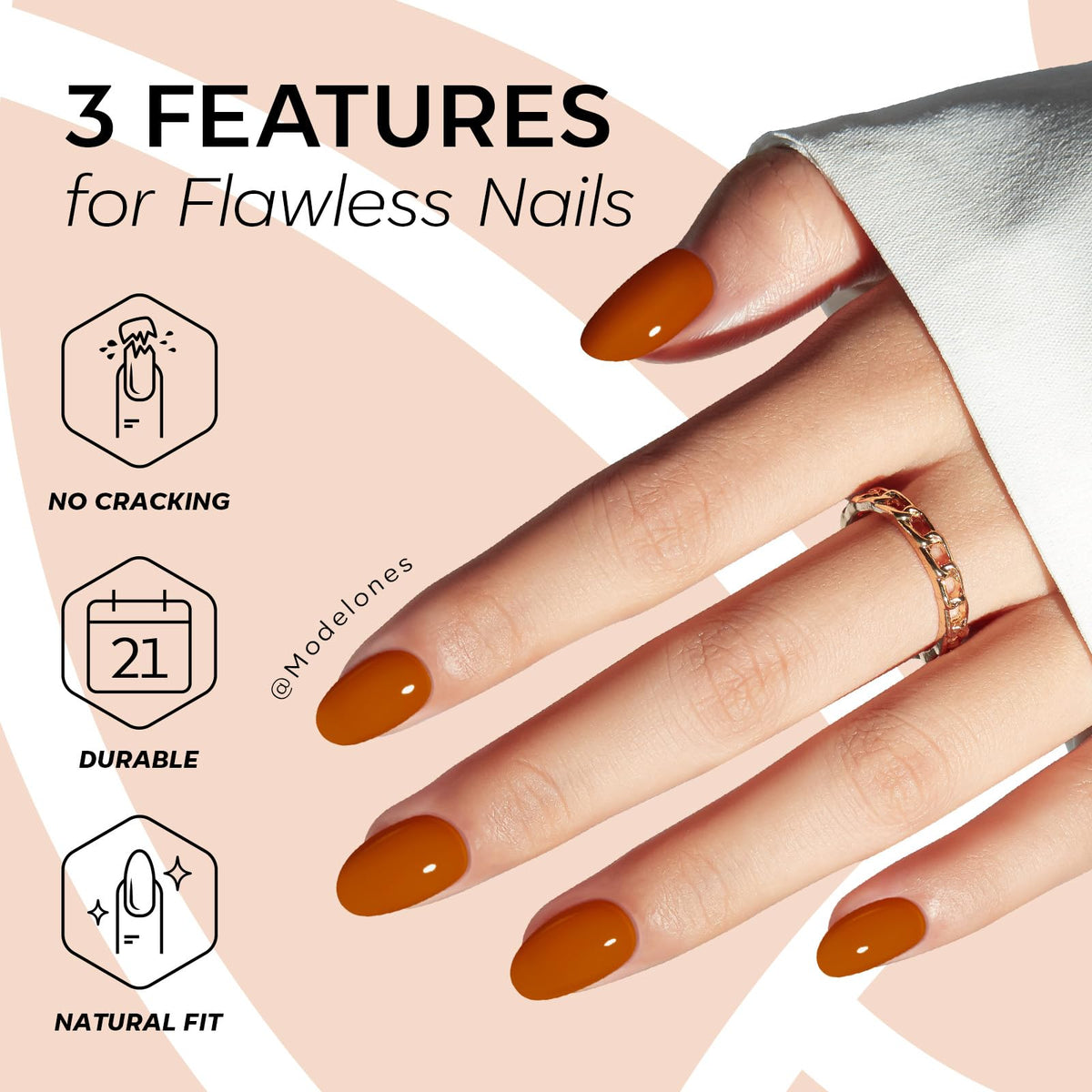Modelones Black Press on Nails Short, Halloween Oval Fall Fake Nails