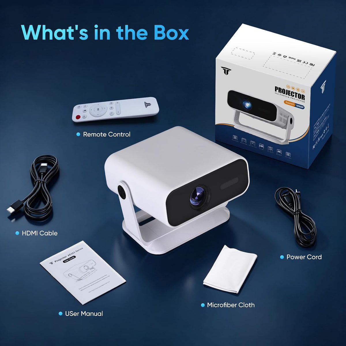2026 New Smart Projector Built-in Apps Android 14 Native 1080P 4K Supported